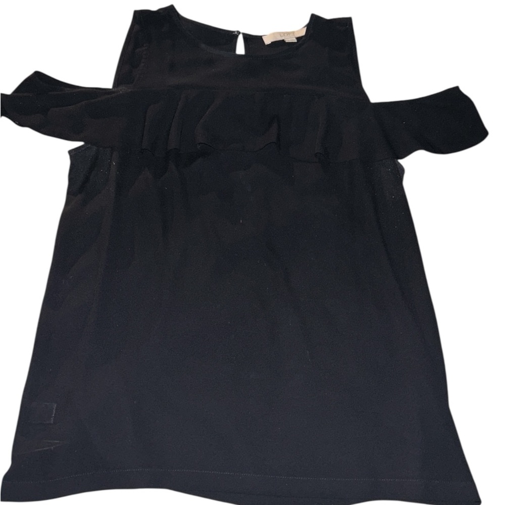 LOFT Black Cold Shoulder Ruffle flowy career date night Blouse - Size Medium